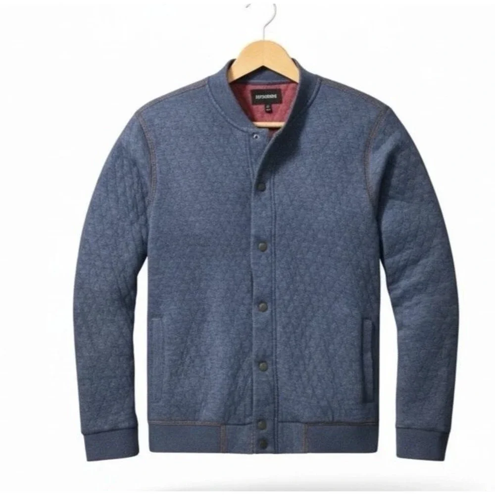 NWT Bonobos Men Quilted Bomber Jacket Heather‎ Navy Academia Snap Front Preppy M